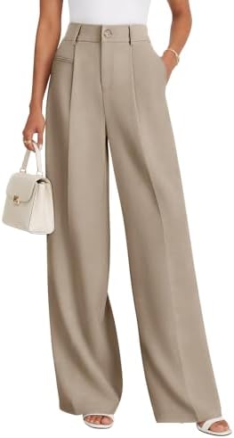 Pantaloni da donna a gamba ampia, vita alta, eleganti da ufficio in stile business casual