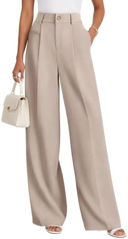 Pantaloni da donna a gamba ampia, vita alta, eleganti da ufficio in stile business casual