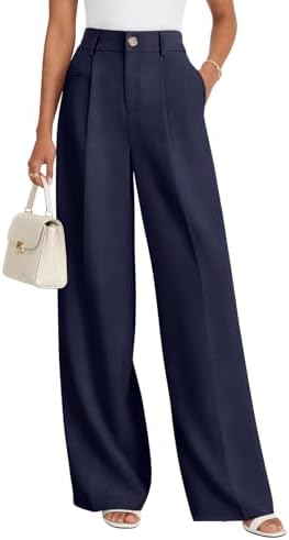 Pantaloni da donna a gamba ampia, vita alta, eleganti da ufficio in stile business casual