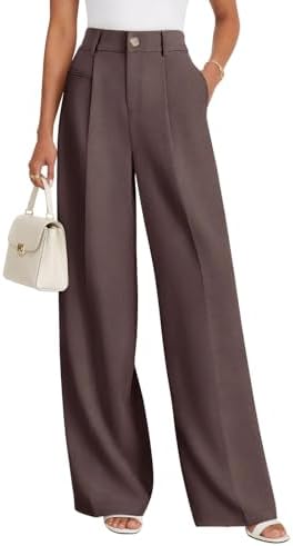 Pantaloni da donna a gamba ampia, vita alta, eleganti da ufficio in stile business casual