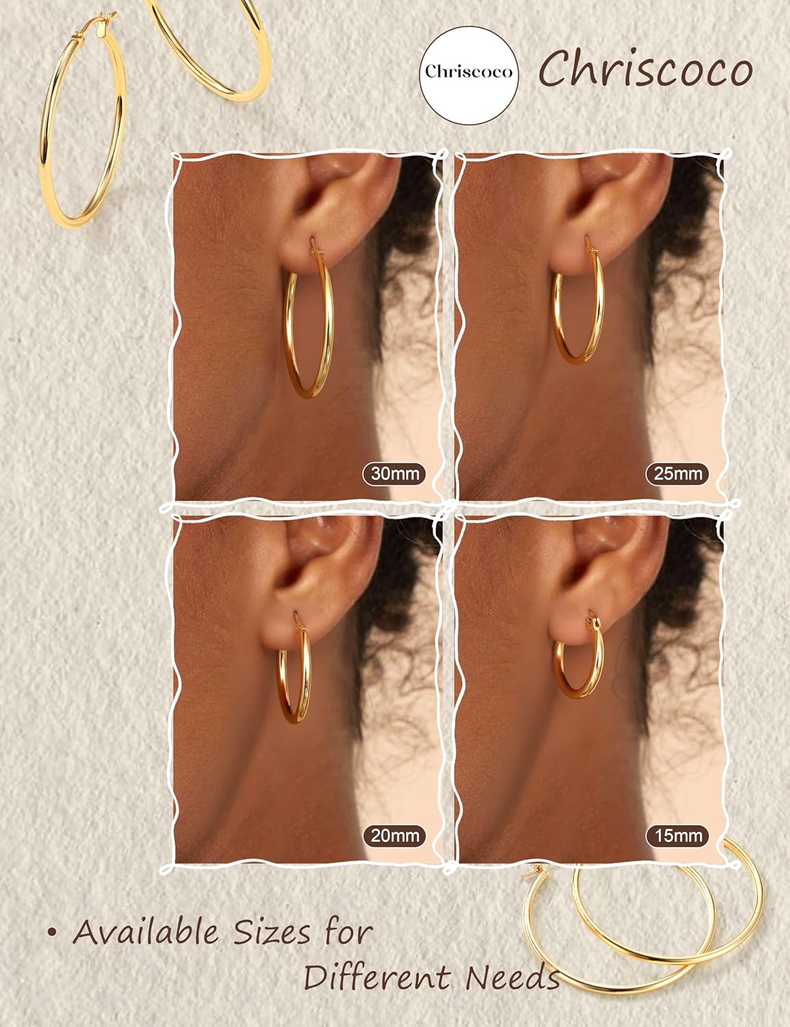 Orecchini a cerchio ipoallergenici