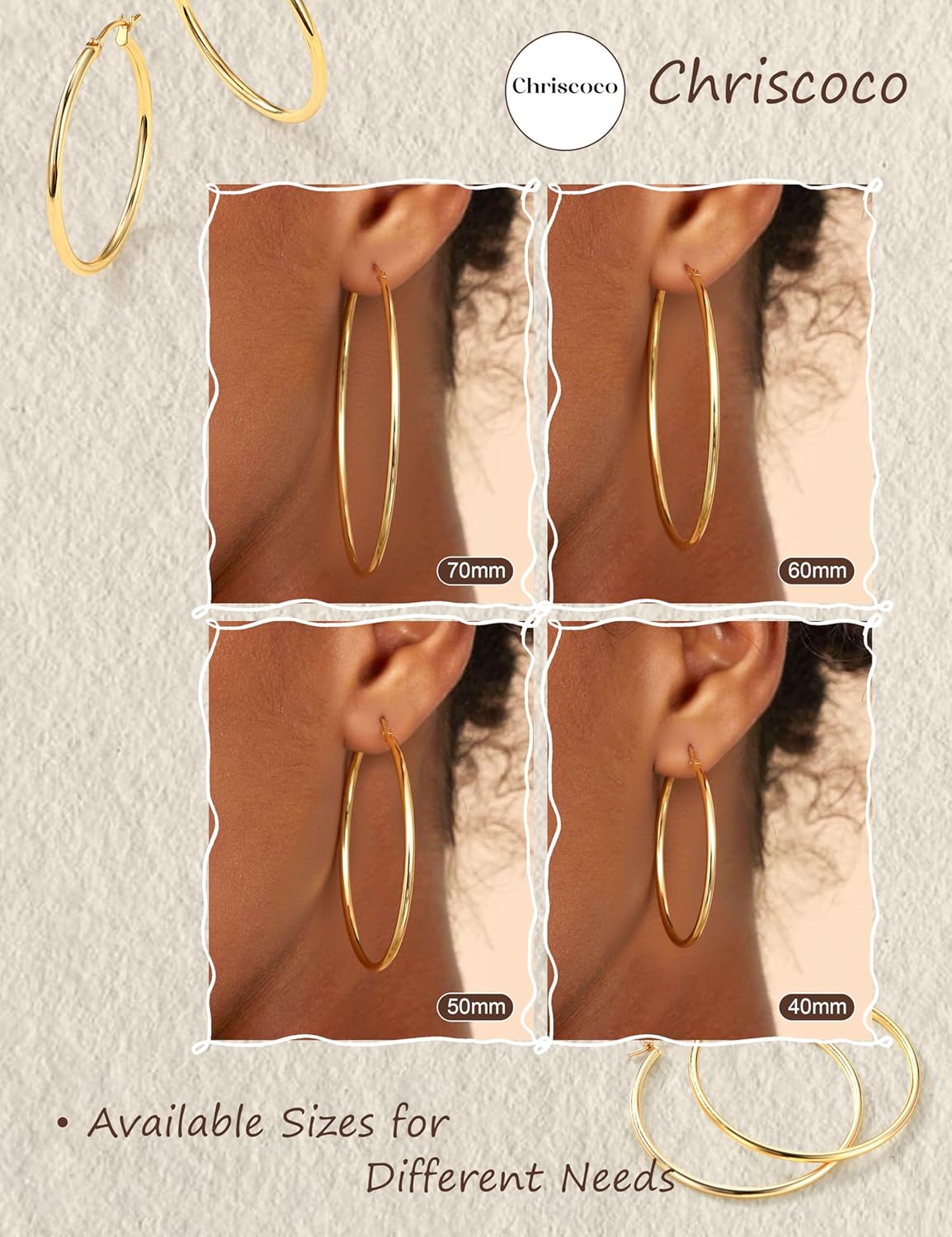 Orecchini a cerchio ipoallergenici