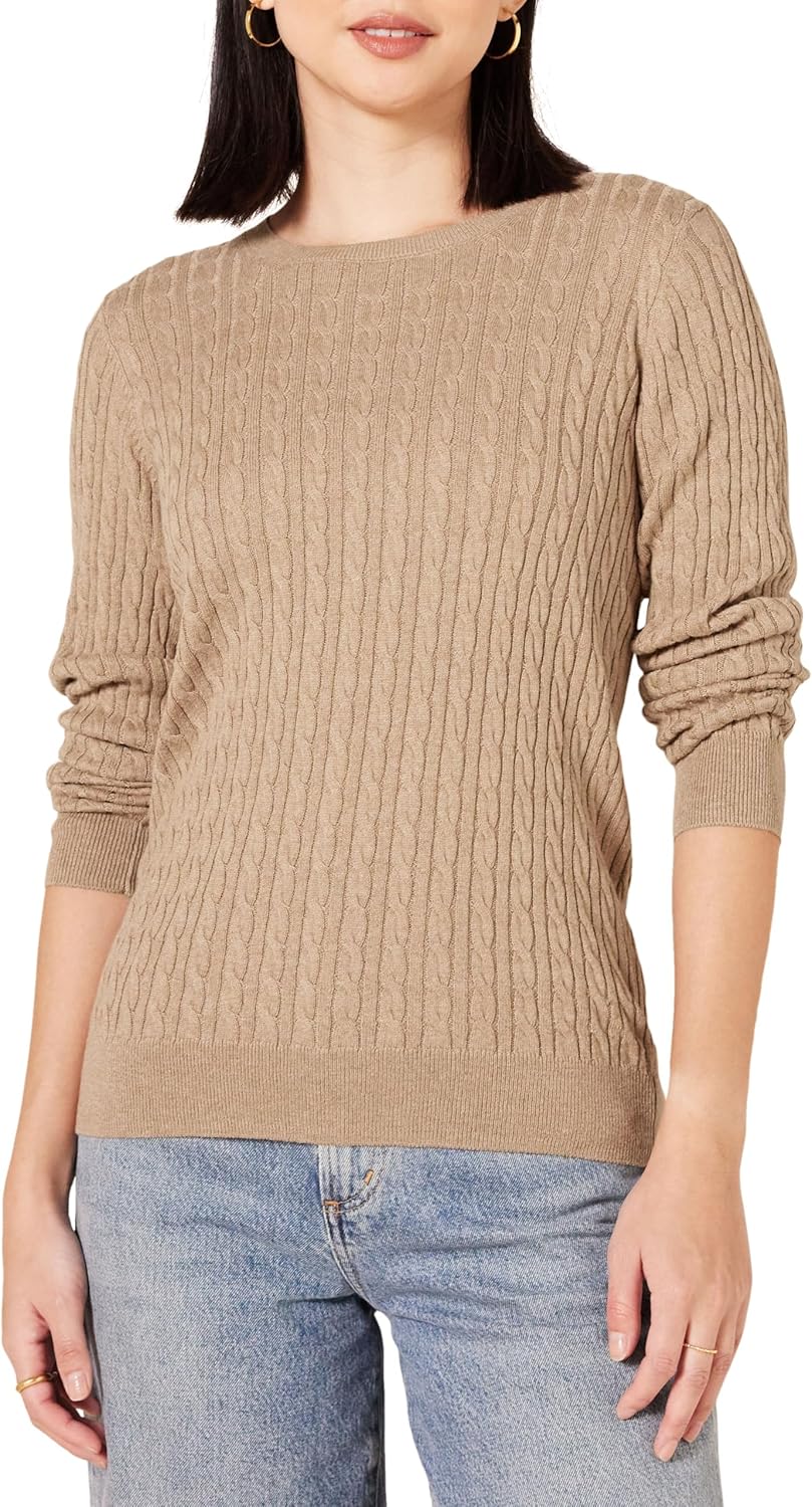 Women's Lightweight Ribbed Crew Neck Sweater Long Sleeve